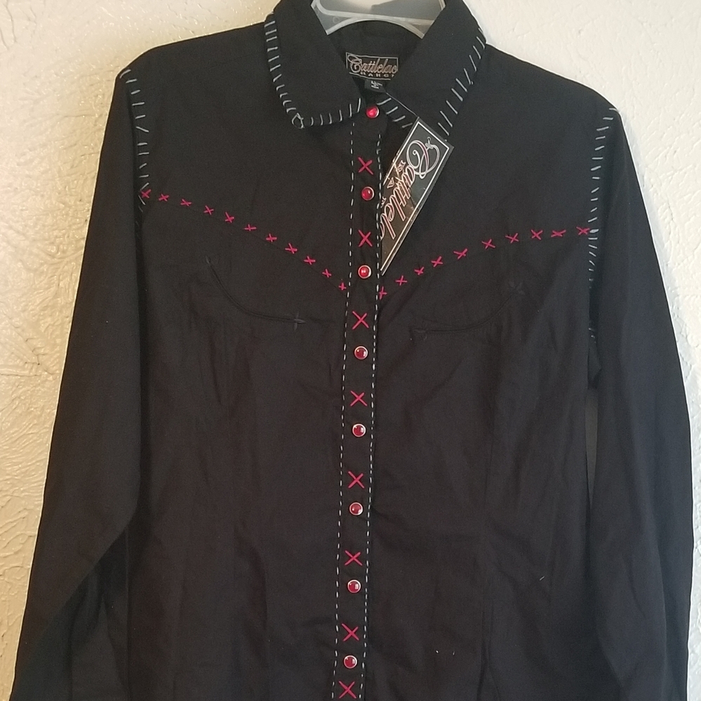 Red and black top by Cattlelac Ranch